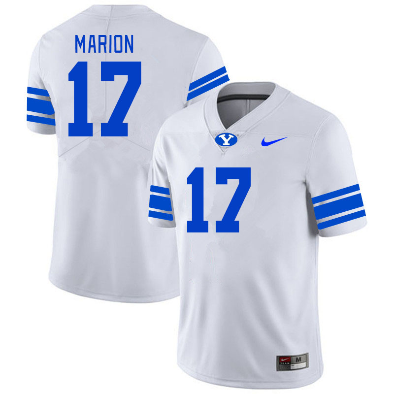 Men #17 Keelan Marion BYU Cougars College Football Jerseys Stitched Sale-White - Click Image to Close